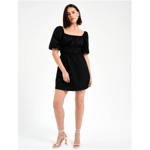 Lilo Puff Sleeve Mini Dress in Black