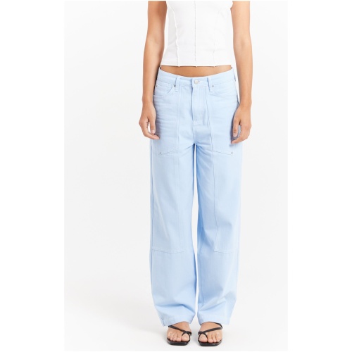 Luna Mid Rise Relaxed Pants in Sky