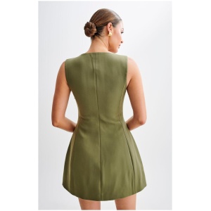 Lysandre Crepe Mini Dress - Military Olive