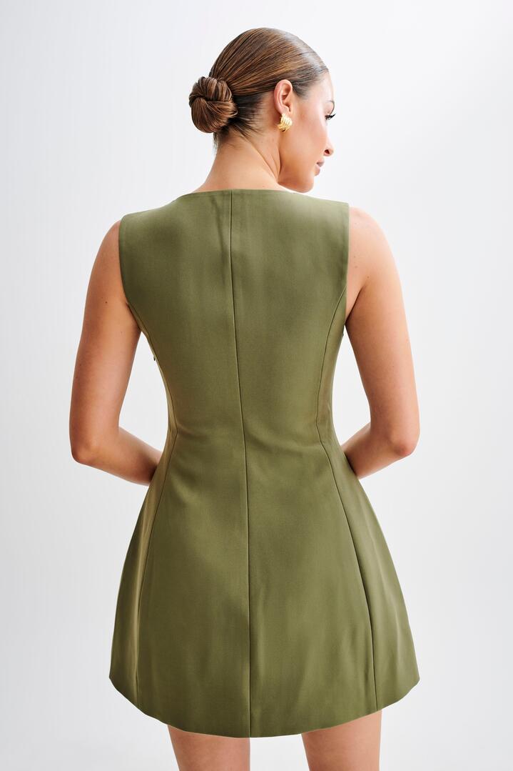 Lysandre Crepe Mini Dress - Military Olive