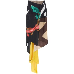 MOSCHINO silk patchwork skirt