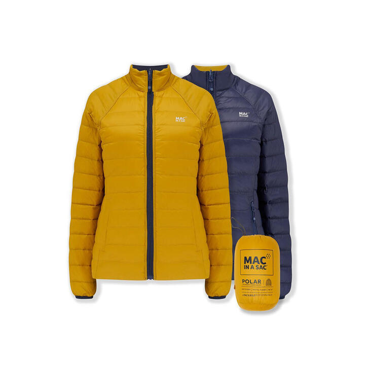 Mac In A Sac Adults Ladies Polar Reversible Down Jacket - Navy/mustard - Au8 | Buy Online With Afterpay & Zip