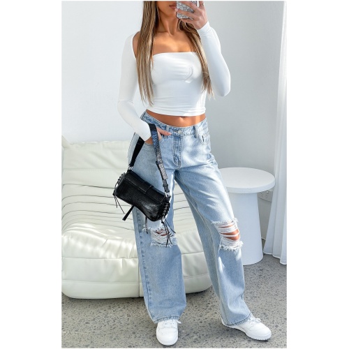 Make It Out Low Rise Wide Leg Jeans Mid Blue