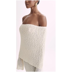 Marisol Off Shoulder Boucle Maxi Dress - Ivory