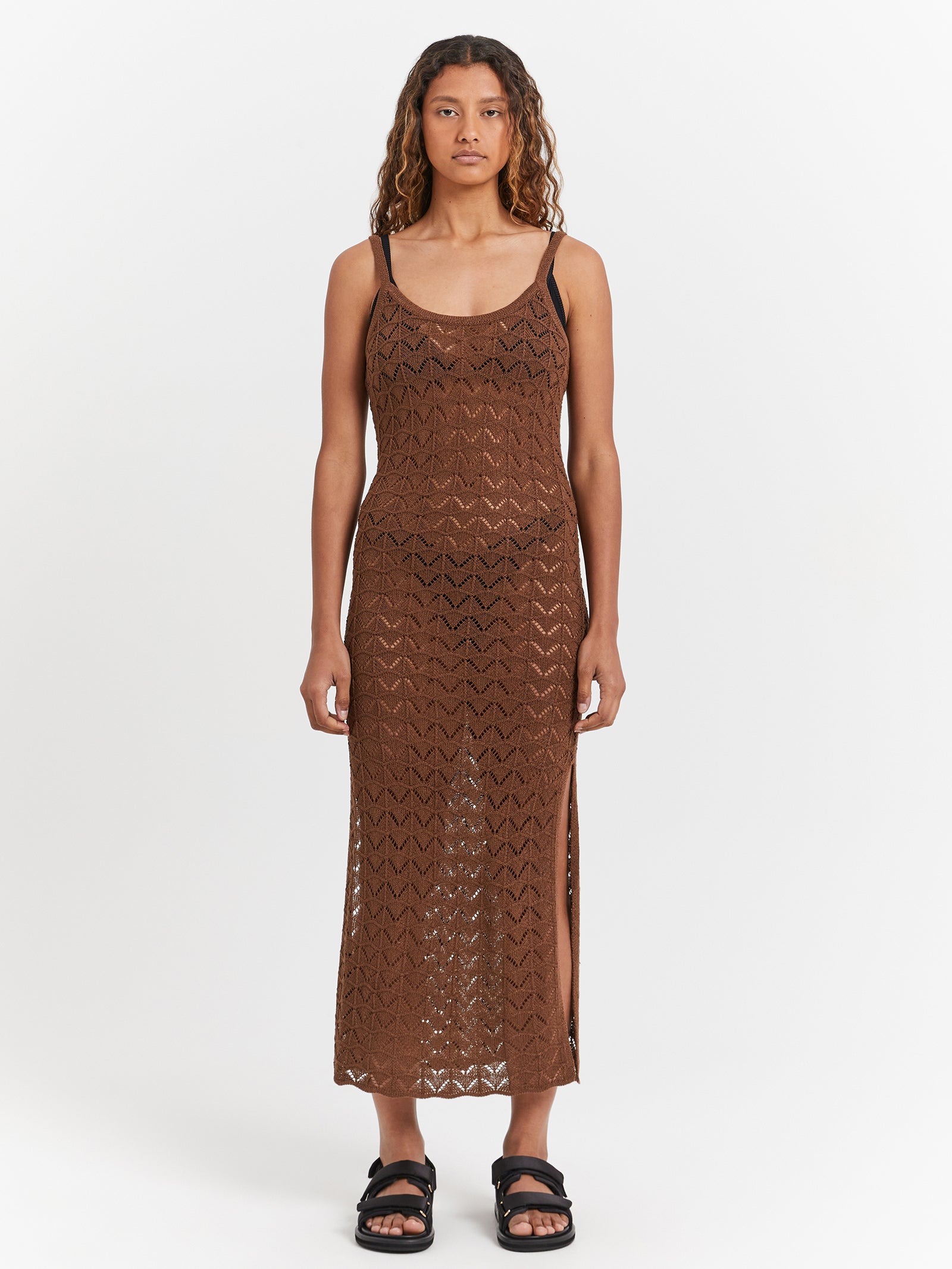 Marketta Midi Dress in Chocolate