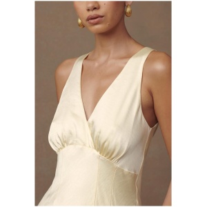 Meghan Satin Maxi Dress - Lemon Sorbet