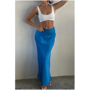 Missy Maxi Satin Skirt - Azure Blue