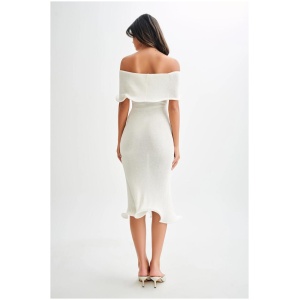 Molly Off Shoulder Knit Midi Dress - Ivory