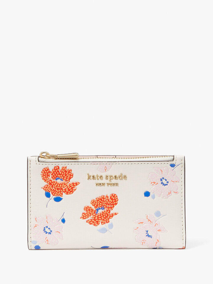 Morgan Dotty Floral Embossed Small Slim Bifold Wallet