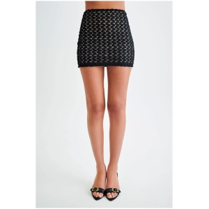 Morgan Mesh And Lace Mini Skirt - Black