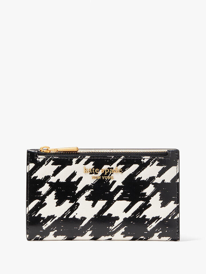 Morgan Painterly Houndstooth Small Slim Bifold Wallet