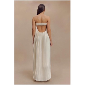 Myrah Plisse Strapless Maxi Dress - Ivory