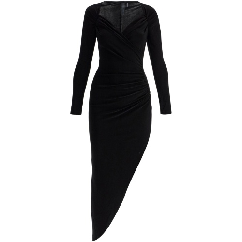 NORMA KAMALI asymmetric draped jersey stretch dress in