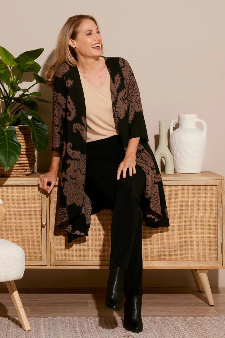 Nadine Chiffon Jacket - Black/Cocoa Print - 10