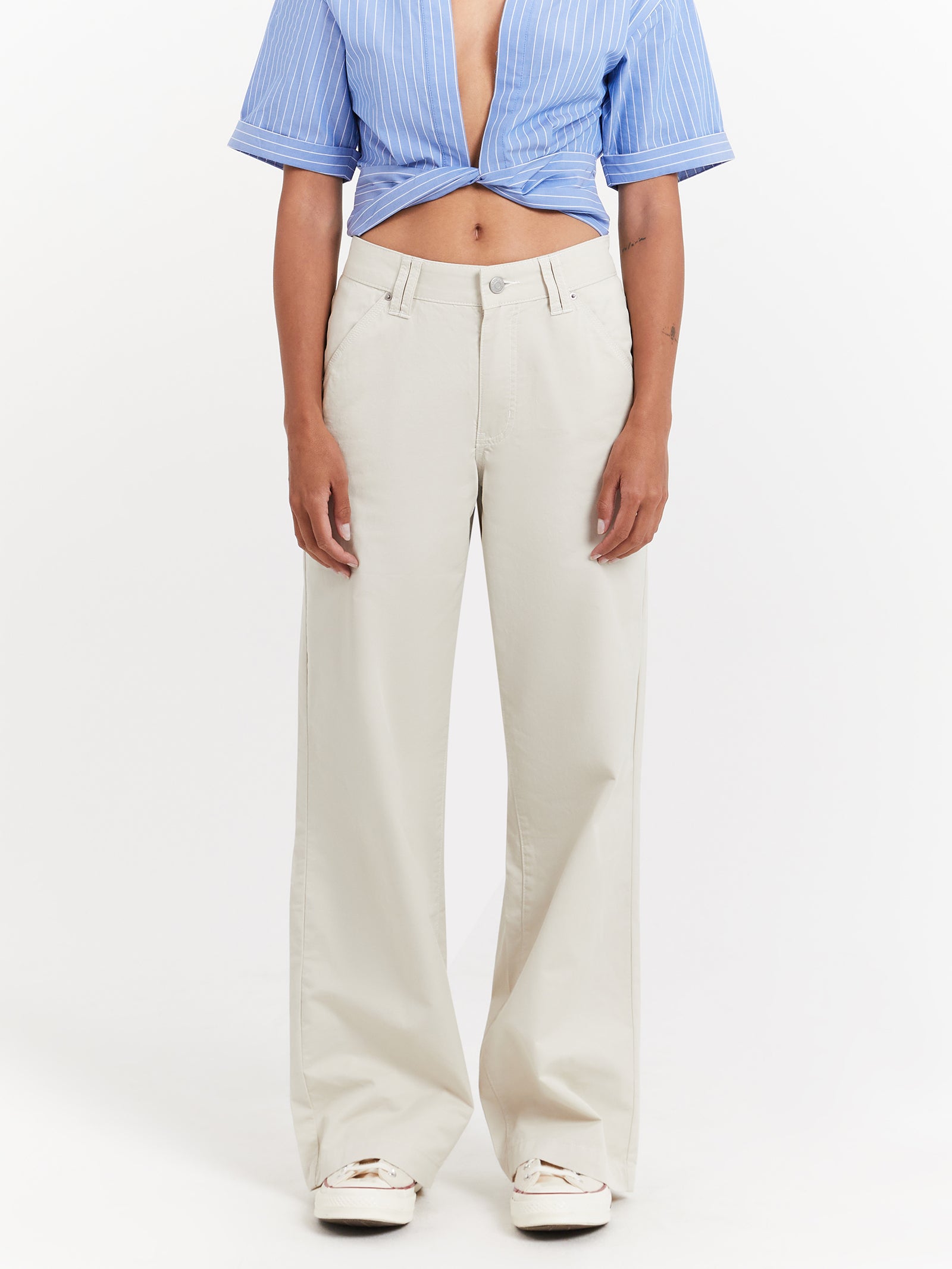 Naomi Low Rise Pants in Ecru