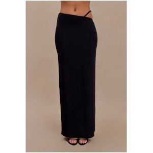 Natalia Modal Buckle Maxi Skirt - Black