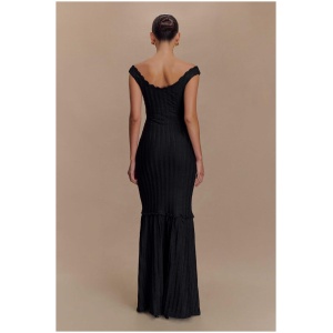 Natalie Off Shoulder Maxi Dress - Black