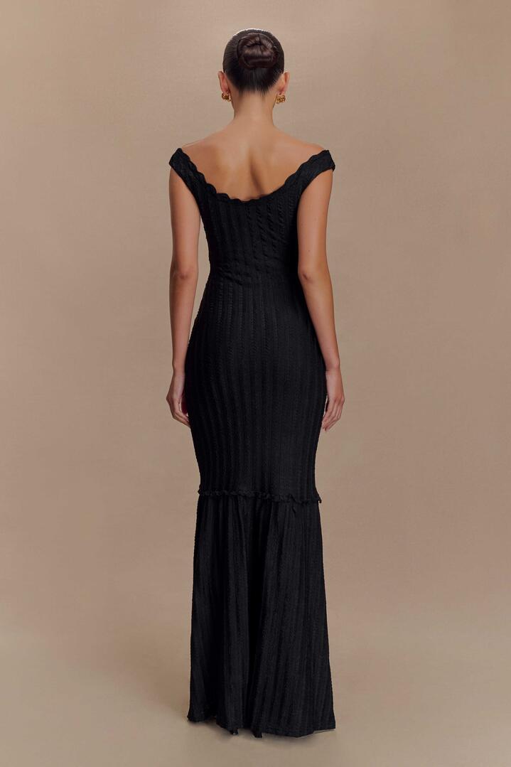 Natalie Off Shoulder Maxi Dress - Black