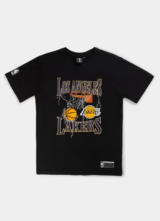 Nba Essentials Los Angeles Lakers Chambers Short Sleeve Vintage Tee - Youth in Black