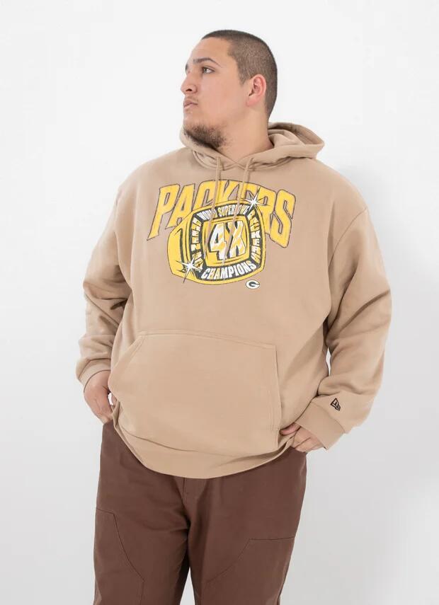 New Era Nfl Green Bay Packers Champs Oversize Hoodie Big & Tall in Brown