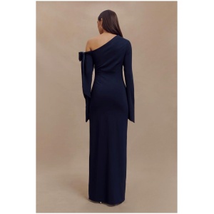 Nicola One Shoulder Crepe Maxi Dress - Dark Navy