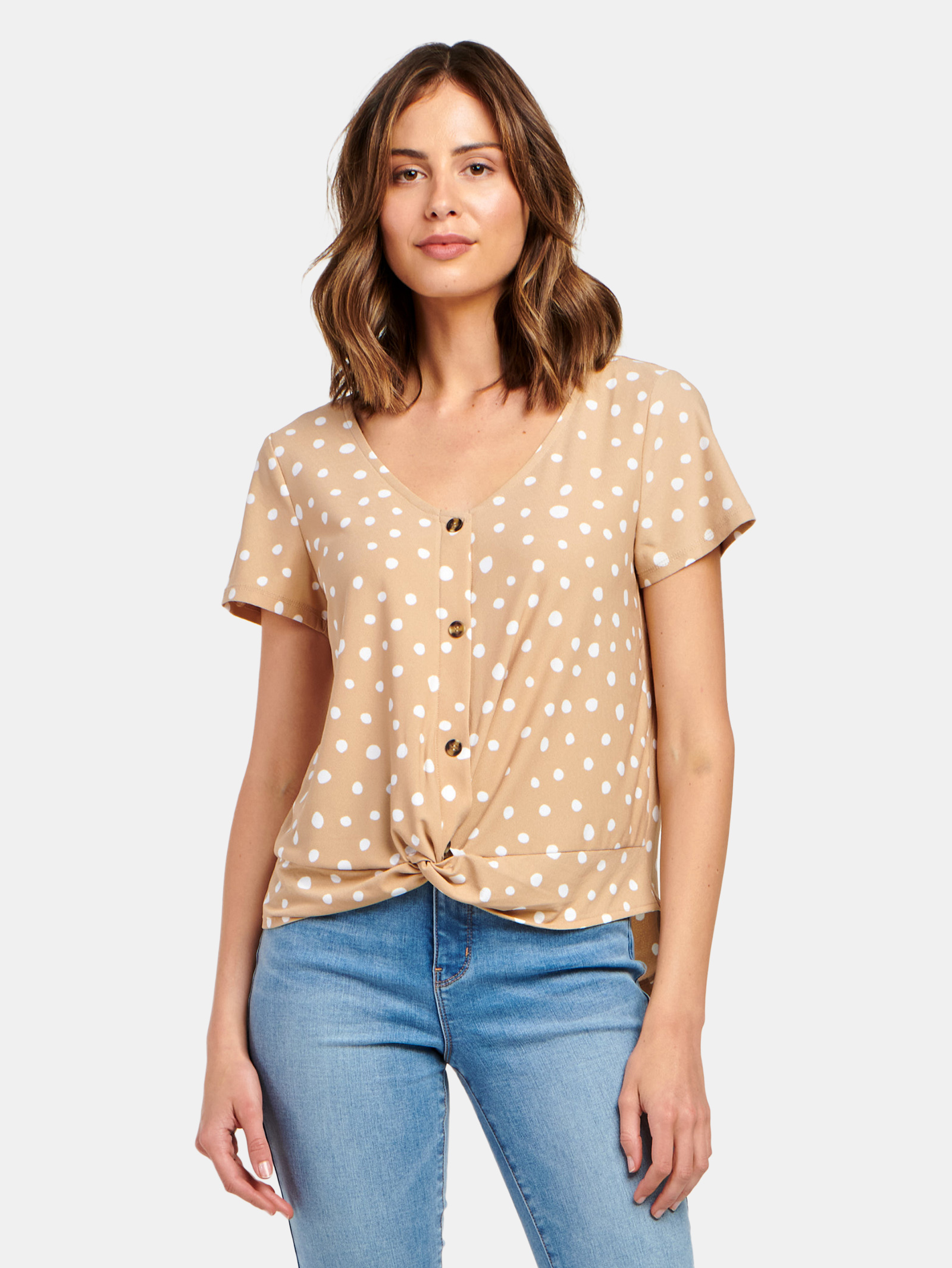 Nina Knot Front Formal Tee Irregular Spot