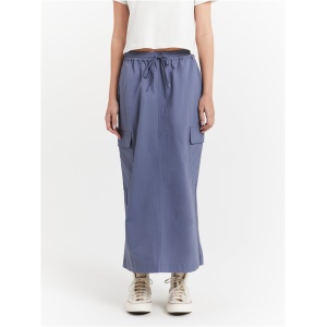 Nylon Cargo Midi Skirt in Steel Blue