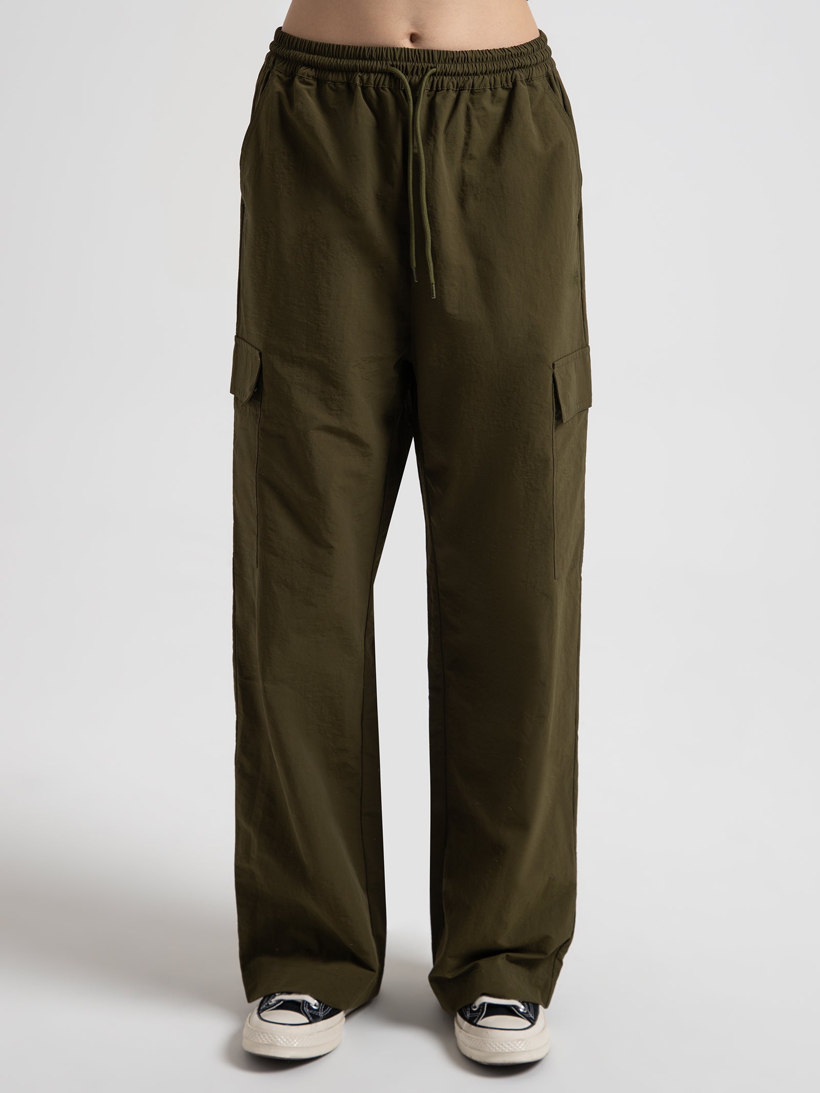 Nylon Cargo Pants in Flight Green