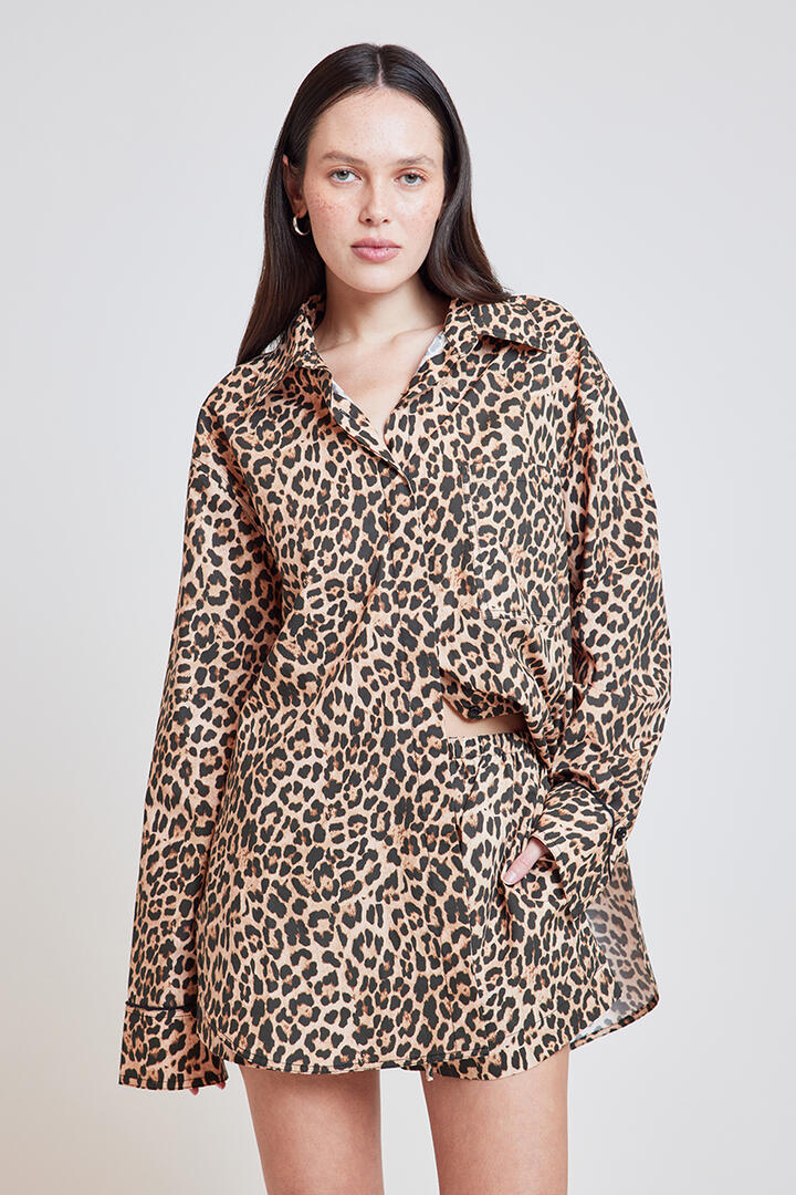 Ode Taylor Cuffed Shirt Leopard