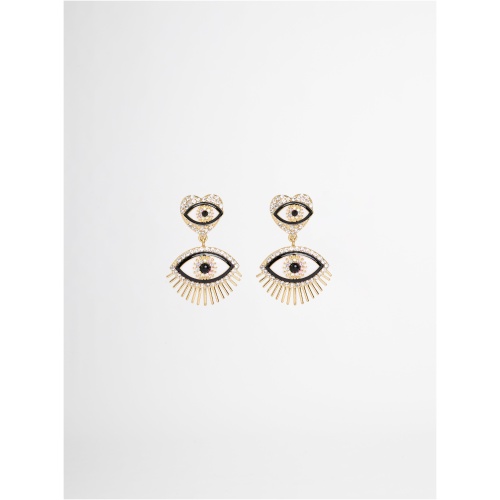 Optical Illusion Earrings Gold/cream SHEIKE