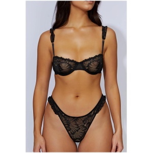 Oriana Lace Balconette Bra - Black