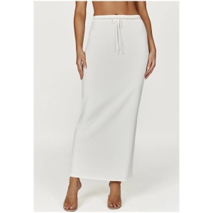 Penelope Pointelle Knit Maxi Skirt - White