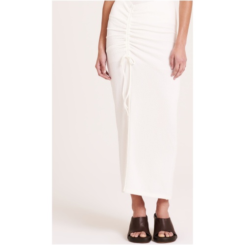 Peta Ruched Skirt in Salt