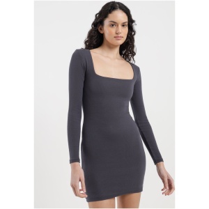 Prya Square Neck Mini Dress in Steel