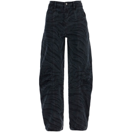 ROTATE animal print barrel jeans