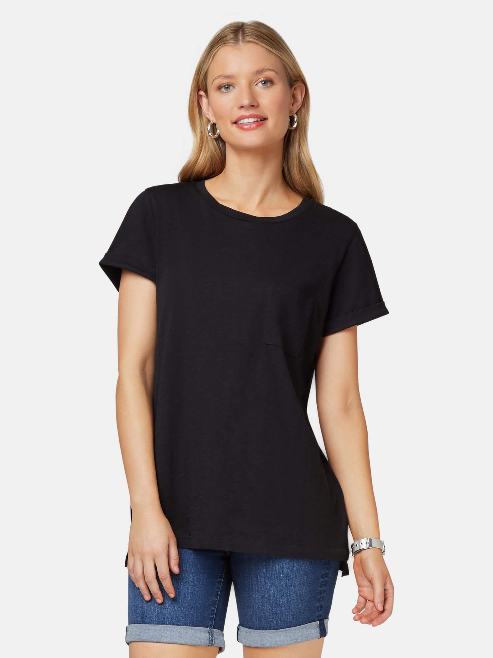 Relaxed Pocket Slub Tee Black