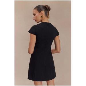 Remi Suiting Mini Dress With Floral Hardware - Black