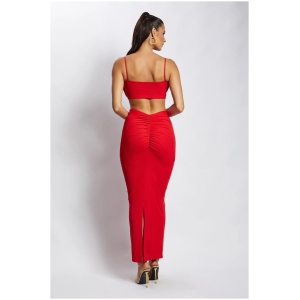 Roxie V Waistband Maxi Skirt - Red