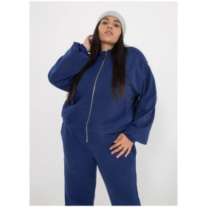 Royàl Zipped Up Jacket - Curve in Blue