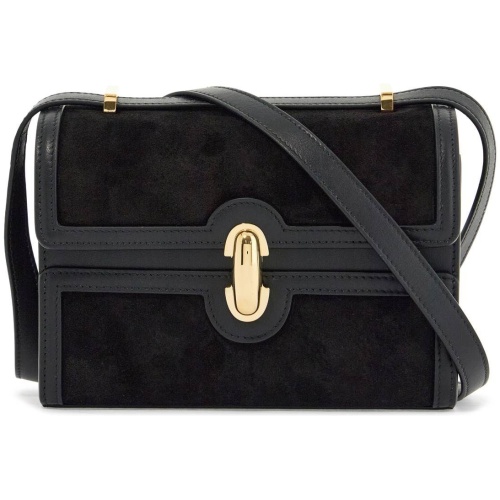 SAVETTE symmetry 19 black suede shoulder bag with adjustable strap