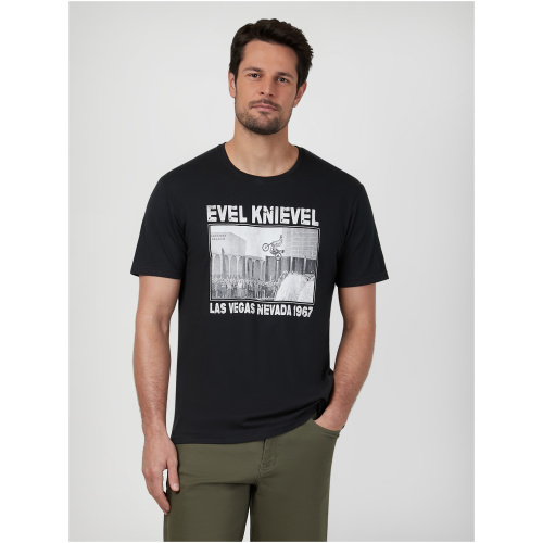 SS Evel Knievel Las Vegas Print Crew Tee Black