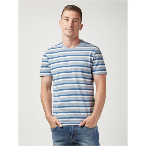 SS Jake Stripe Crew Tee Faded Blue Multi