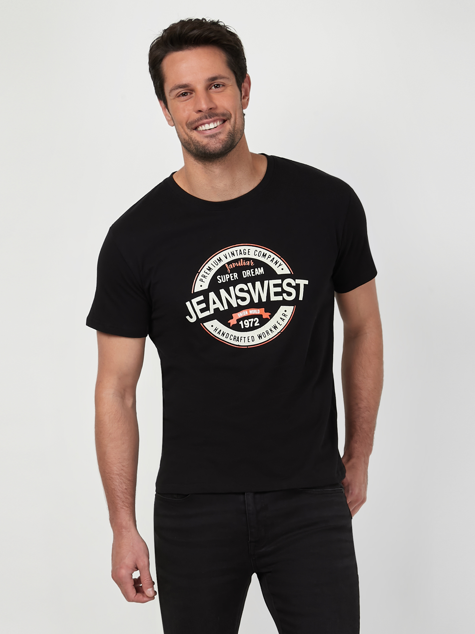 SS Jeanswest Logo Print Crew Tee Black