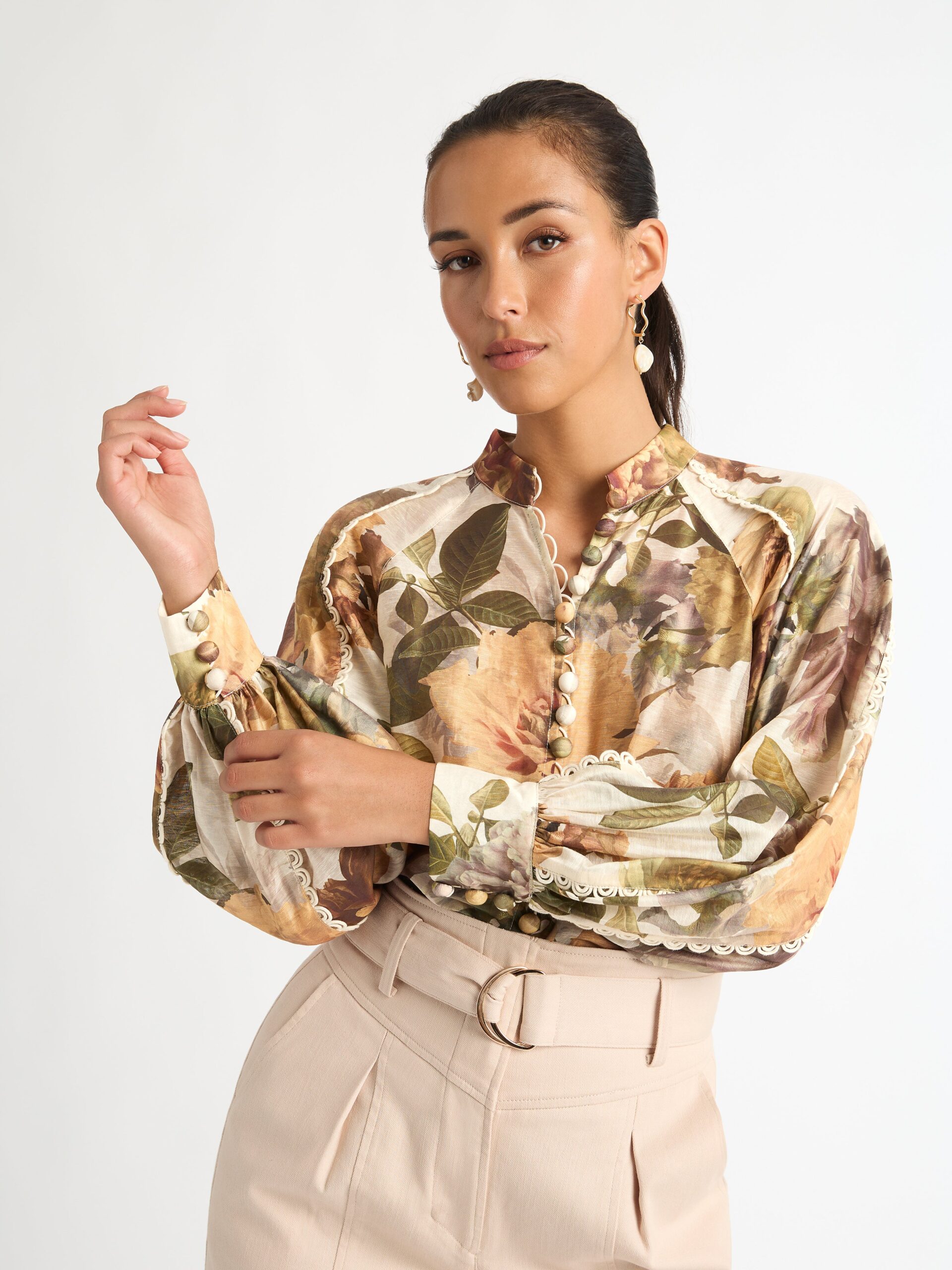 Sepia Floral Blouse Floral SHEIKE