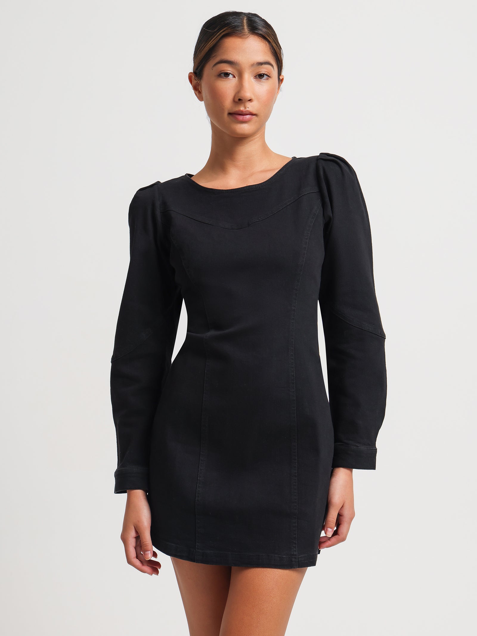 Serena Denim Dress in Black