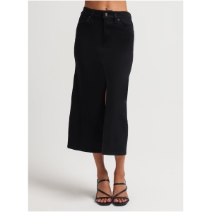 Serena Denim Split Midi Skirt in Black