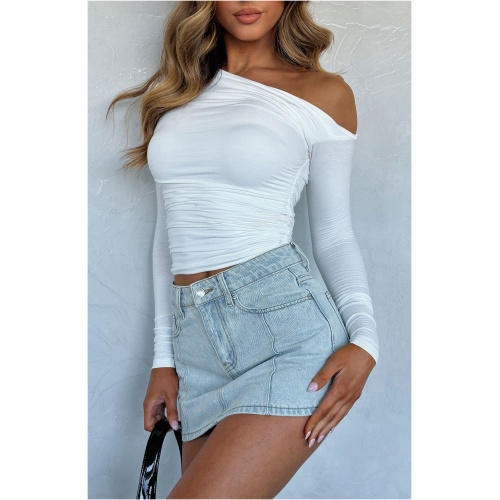 Single Soon Denim Mini Skirt Light Blue Acid