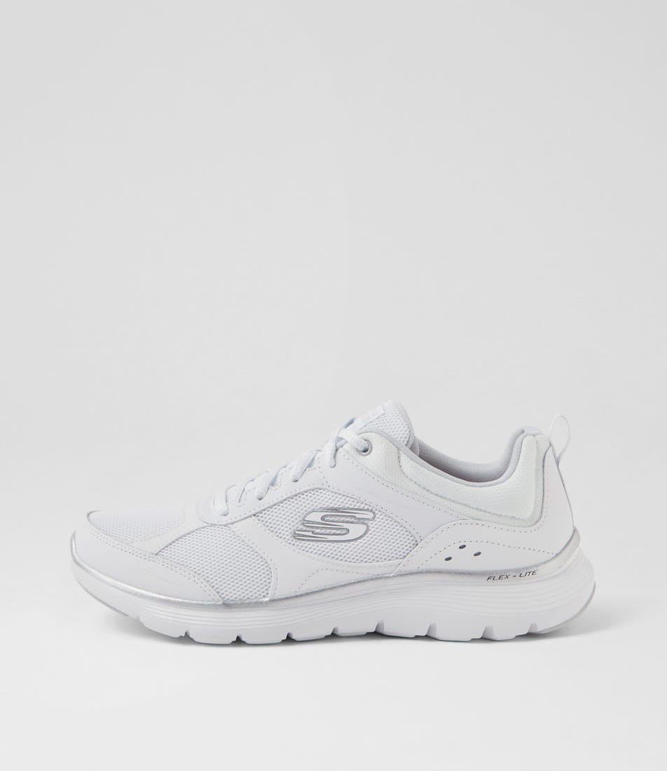 Skechers Flex Appeal 5.0 Fresh Touch Sk White Silver Smooth White Silver Sneakers Womens Shoes Casual Active Sneakers