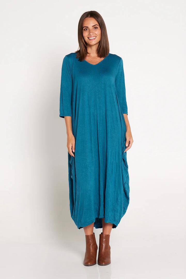 Sleeved Zoe Dress - Teal - M/L