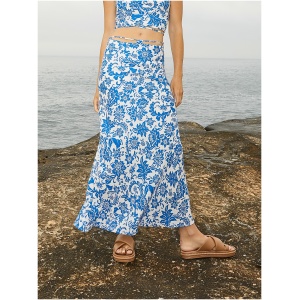 Sofia Midi Skirt in Palm Flora